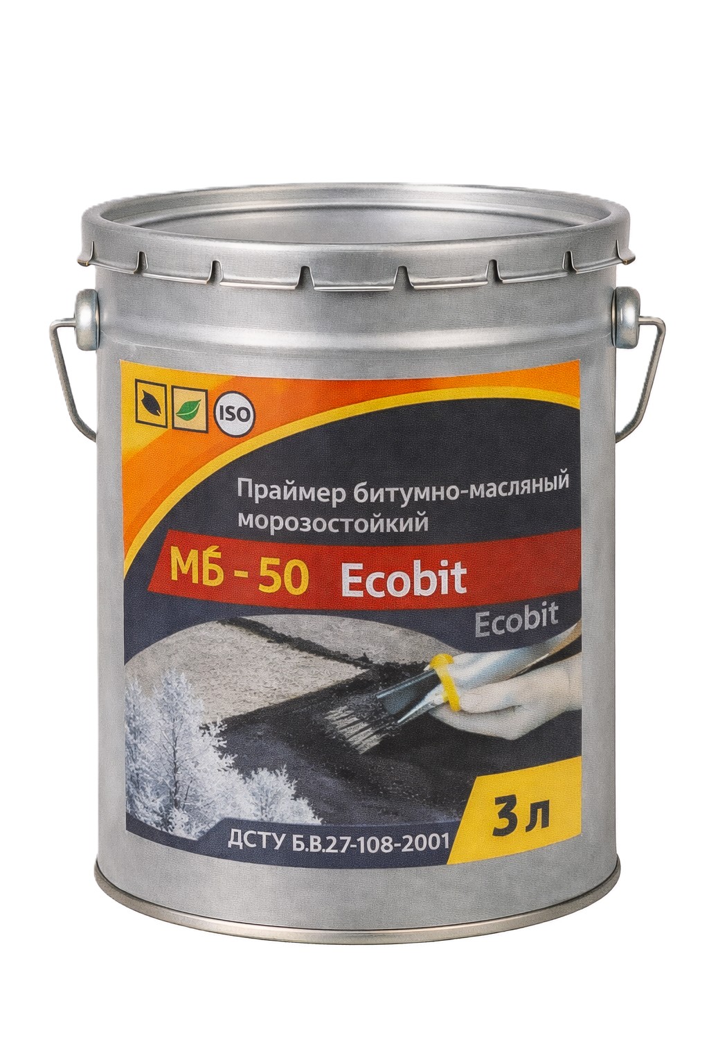 Праймер морозостойкий битумно-масляный МБ-50 ЭКОБИТ ведро 3,0 л ДСТУ Б.В.2.7-108-2001